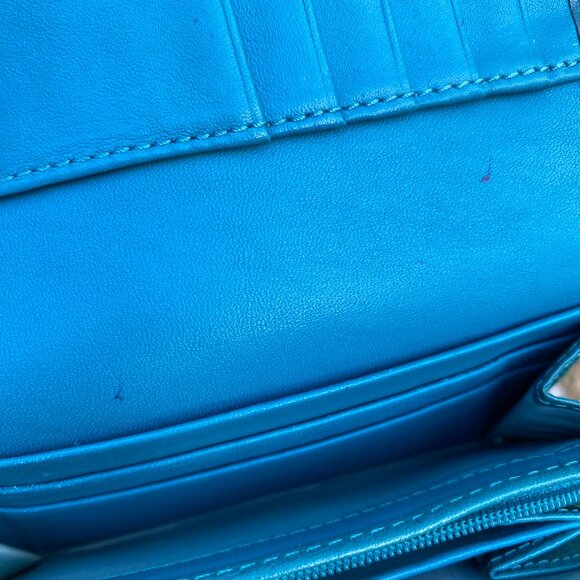 Coach Teal Leather Small Bifold Wallet - Picture 6 of 13